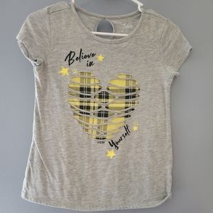 Justice Girls size 10 shirt with belive in your self wording